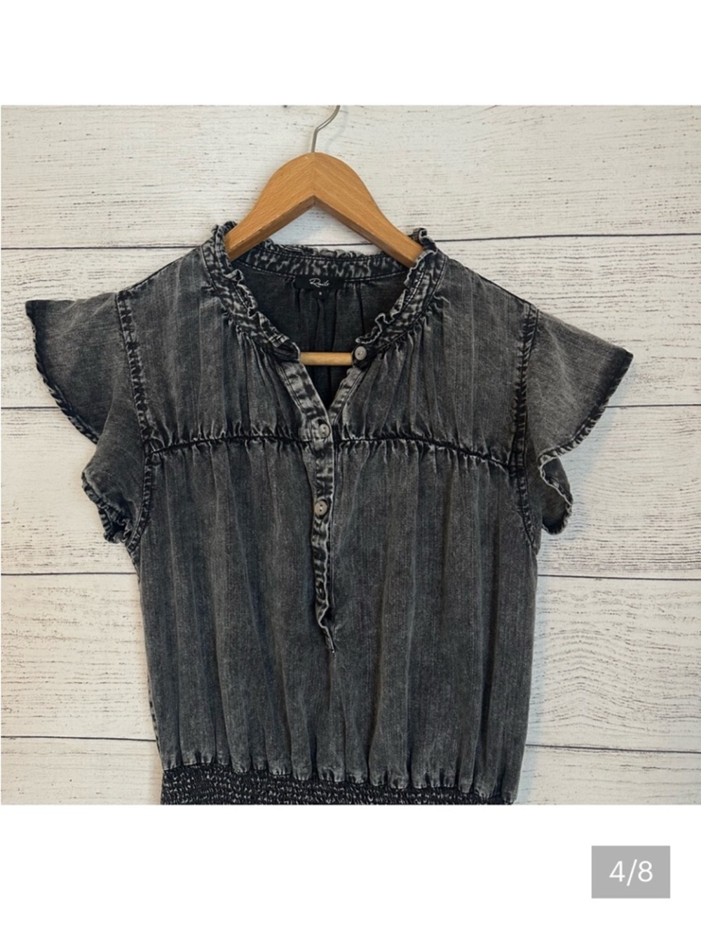 Rails Washed Black Ruffled Mini Dress - Picture 4 of 8